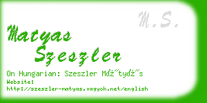 matyas szeszler business card